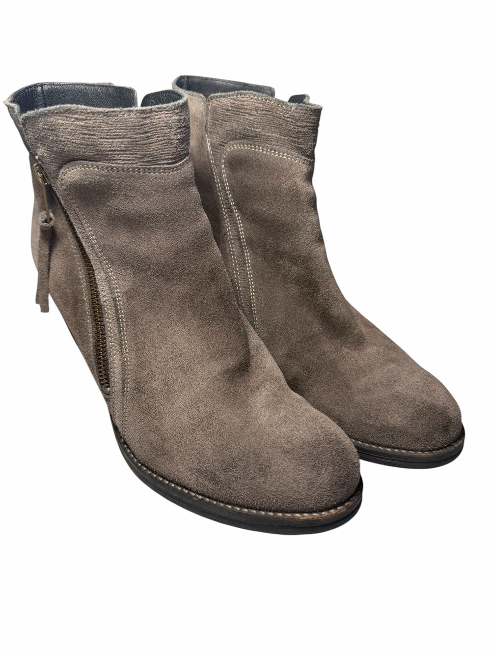 Taos Dille Suede Ankle Booties in Taupe Made in Potugal - Women 11